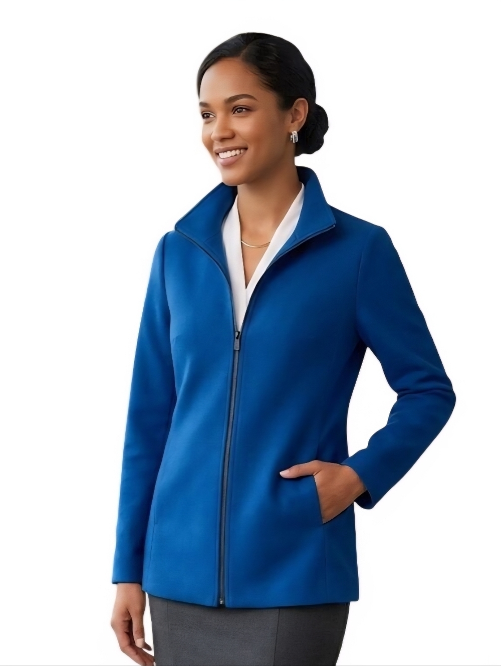 Nina Mclemore Merino Basketweave Swing Coat Raphael Blue Size S